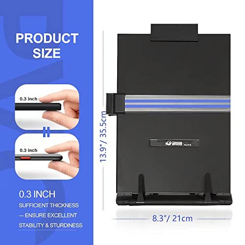 Desktop Document Holder Stand With 7 Adjustable Positions, Black Metal