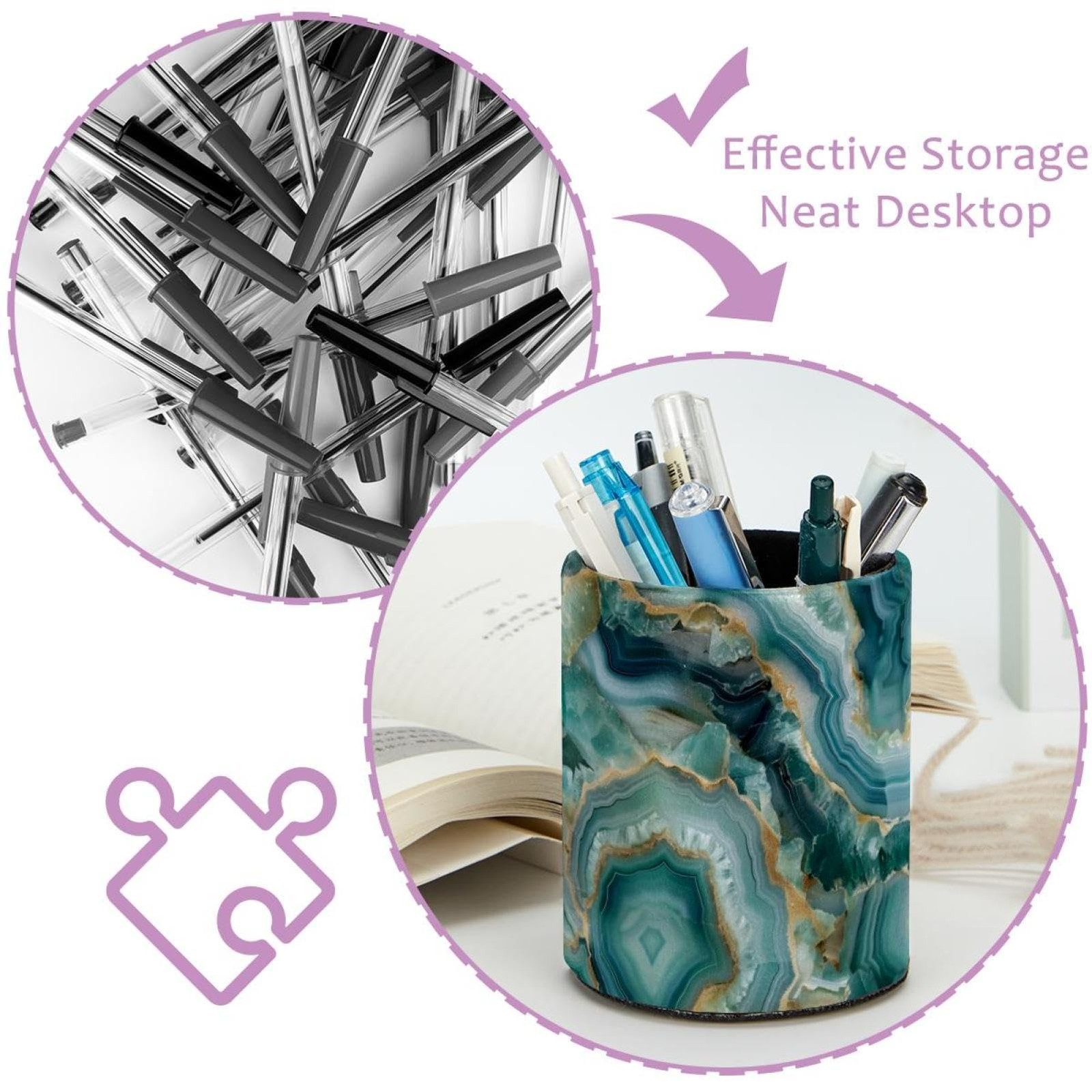 Ceramic Pen Holder Makeup Brush Organizer Storage for Office Home Desk