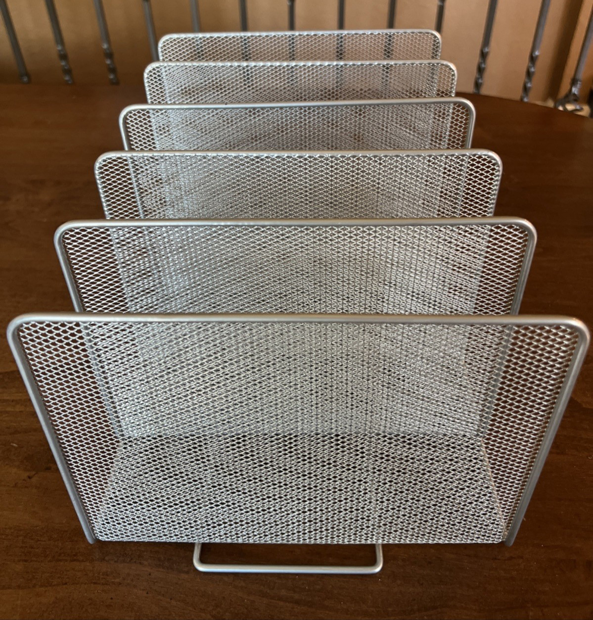 Lot of 2 – 5 Sections Each – Desk File Holder/Rack/Sorter – Mesh Organizer