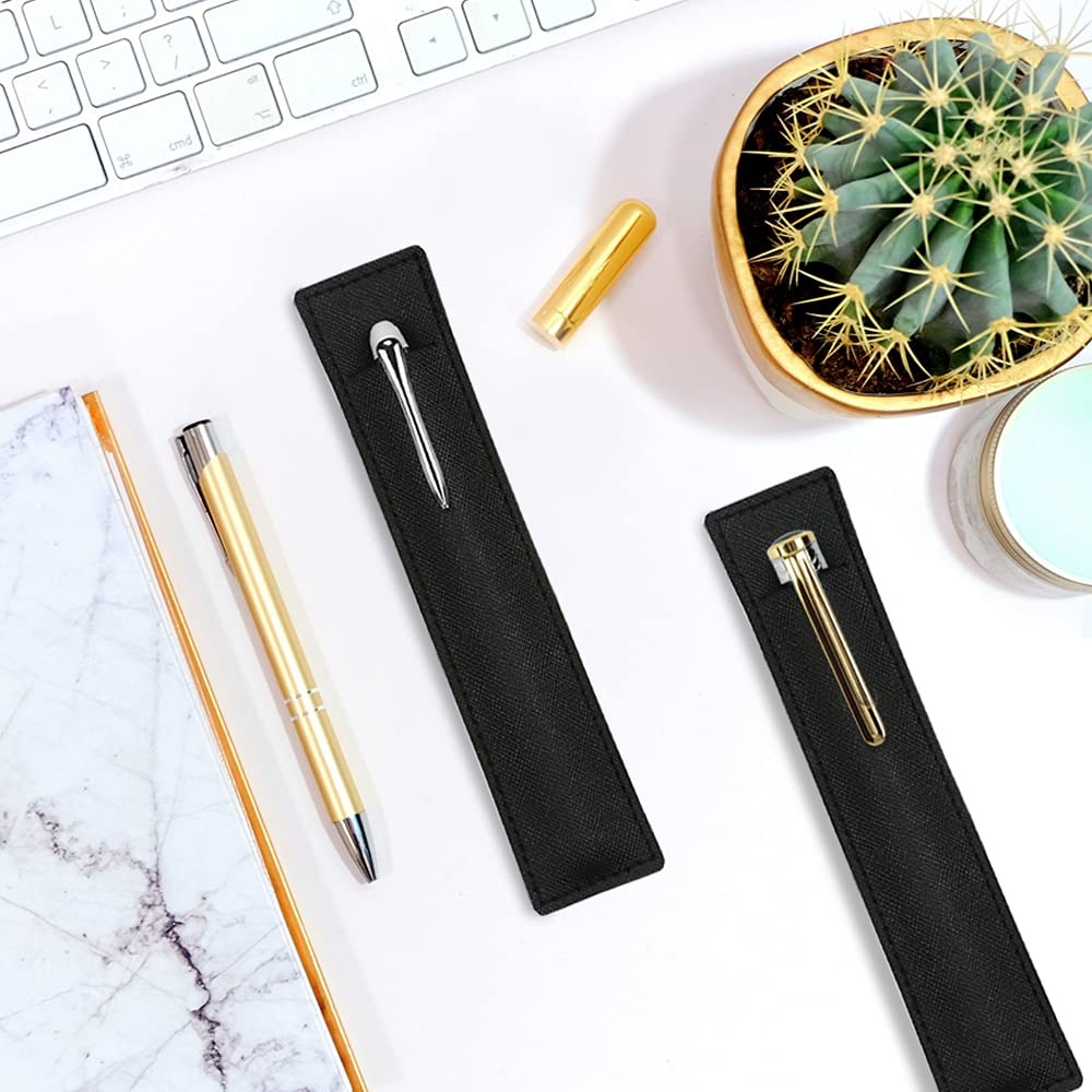 3 Pack Leather Pen Sleeve Holder Black