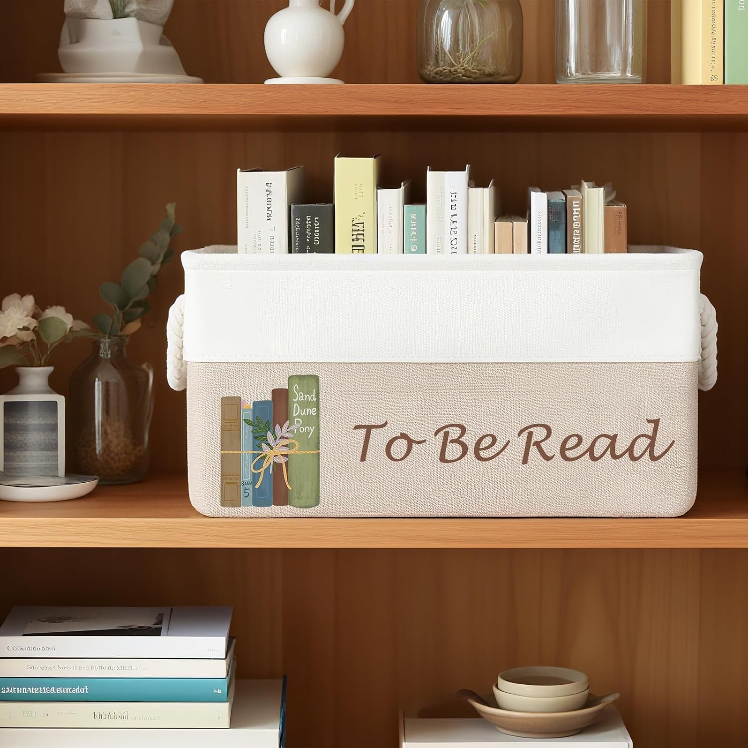 TBR Book Organizers and Storage Basket ,Collapsible Storage Basket for Books
