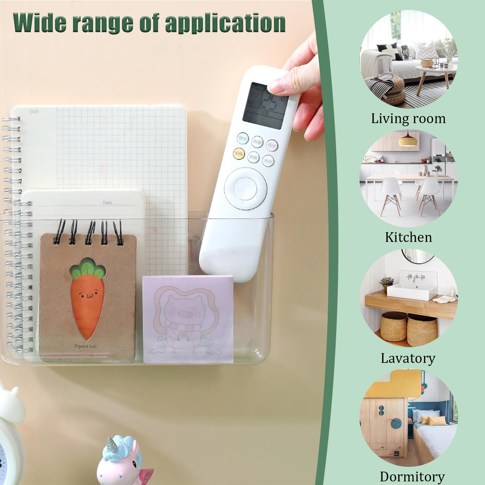2 Pack Clear Wall Mount Remote Control Pen Holder No Drilling, Adhesive Acryl…