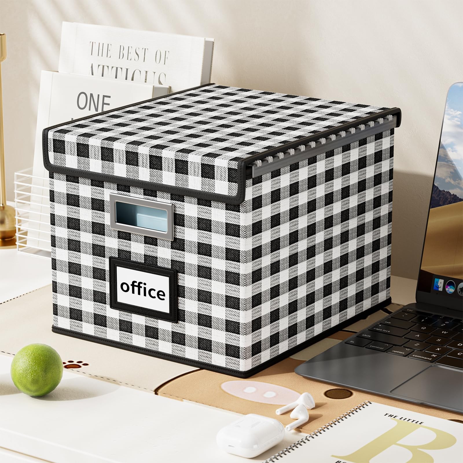 Huolewa File Organizer Box 1 pack – without folders, Black & White Lattice