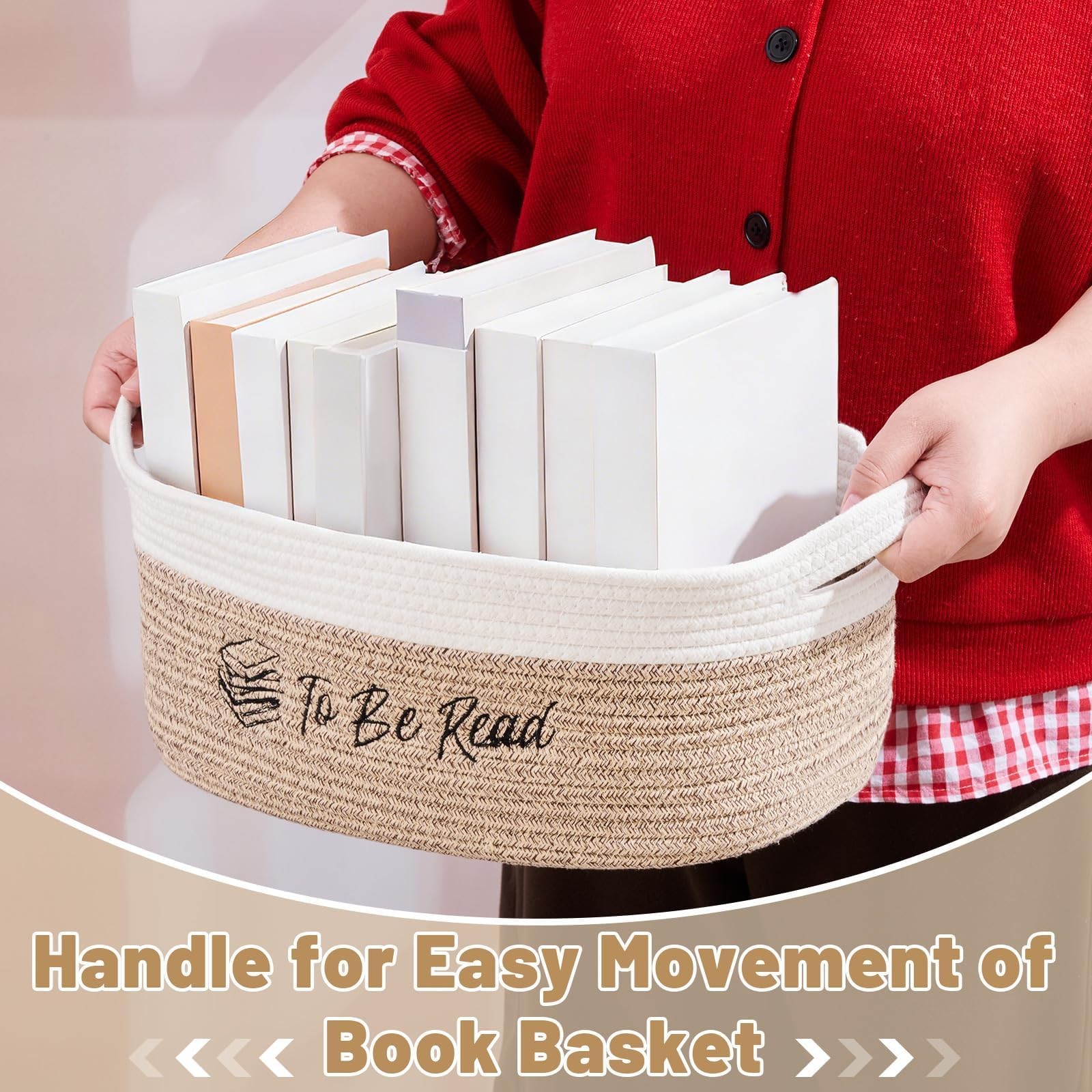 TBR To Be Read Book Storage Basket Lover Gift Decorative Woven Box Organizer