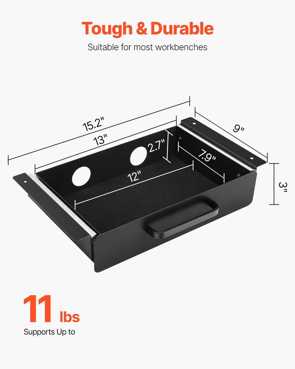 VEVOR 13 in Under Desk Drawer Organizer Slide-out Drawer Space Saver for Office