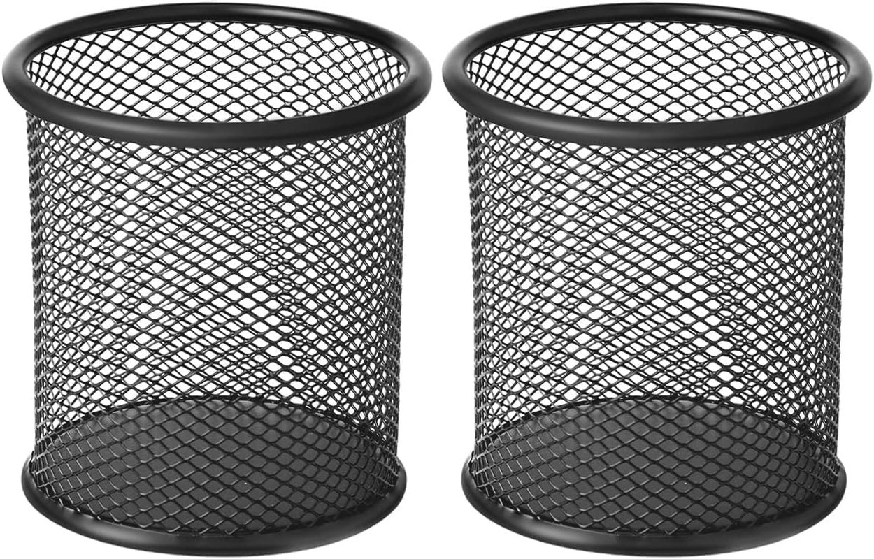 2 Pack Mesh Metal Pen Holder for Desk, 3.54×3.85IN Pencil Holder Workspace Organ