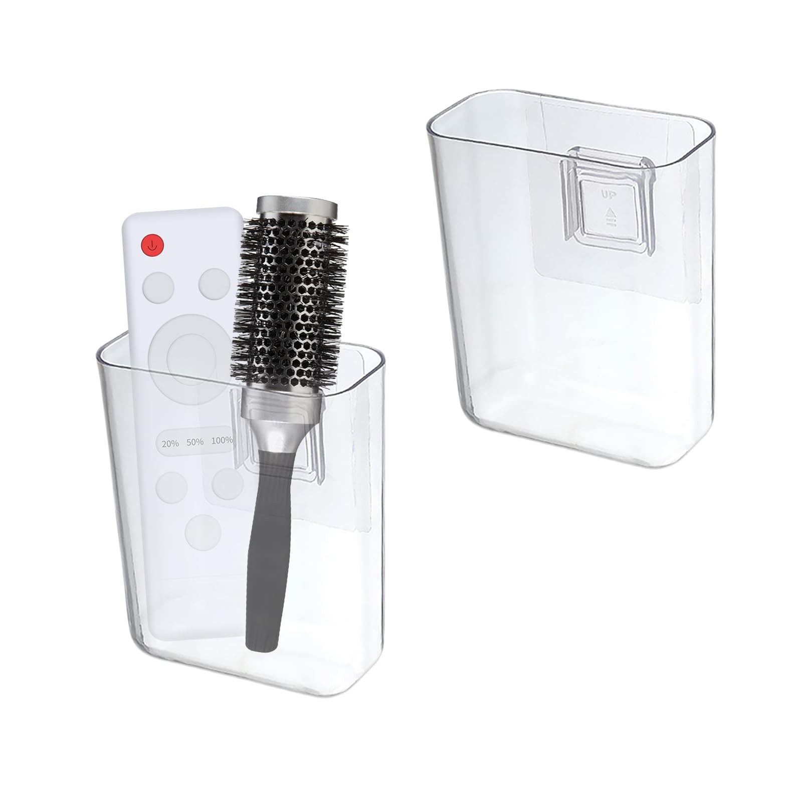 2 Pack Clear Wall Mount Remote Control Pen Holder No Drilling, Adhesive Acryl…
