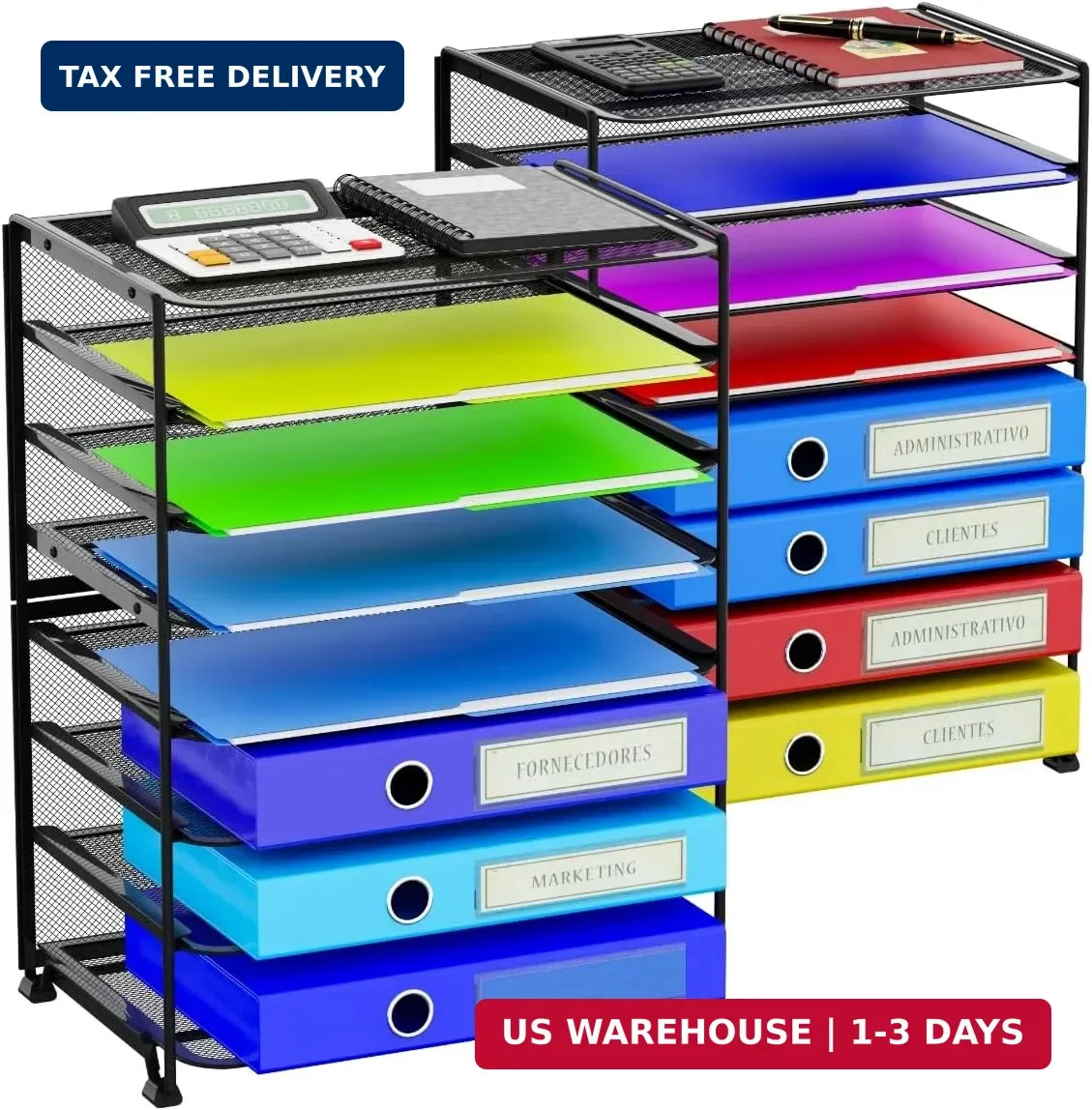 Simple Trending 2 Pack 8 Tier Letter Tray Paper – Mesh Desk File Organizer for O