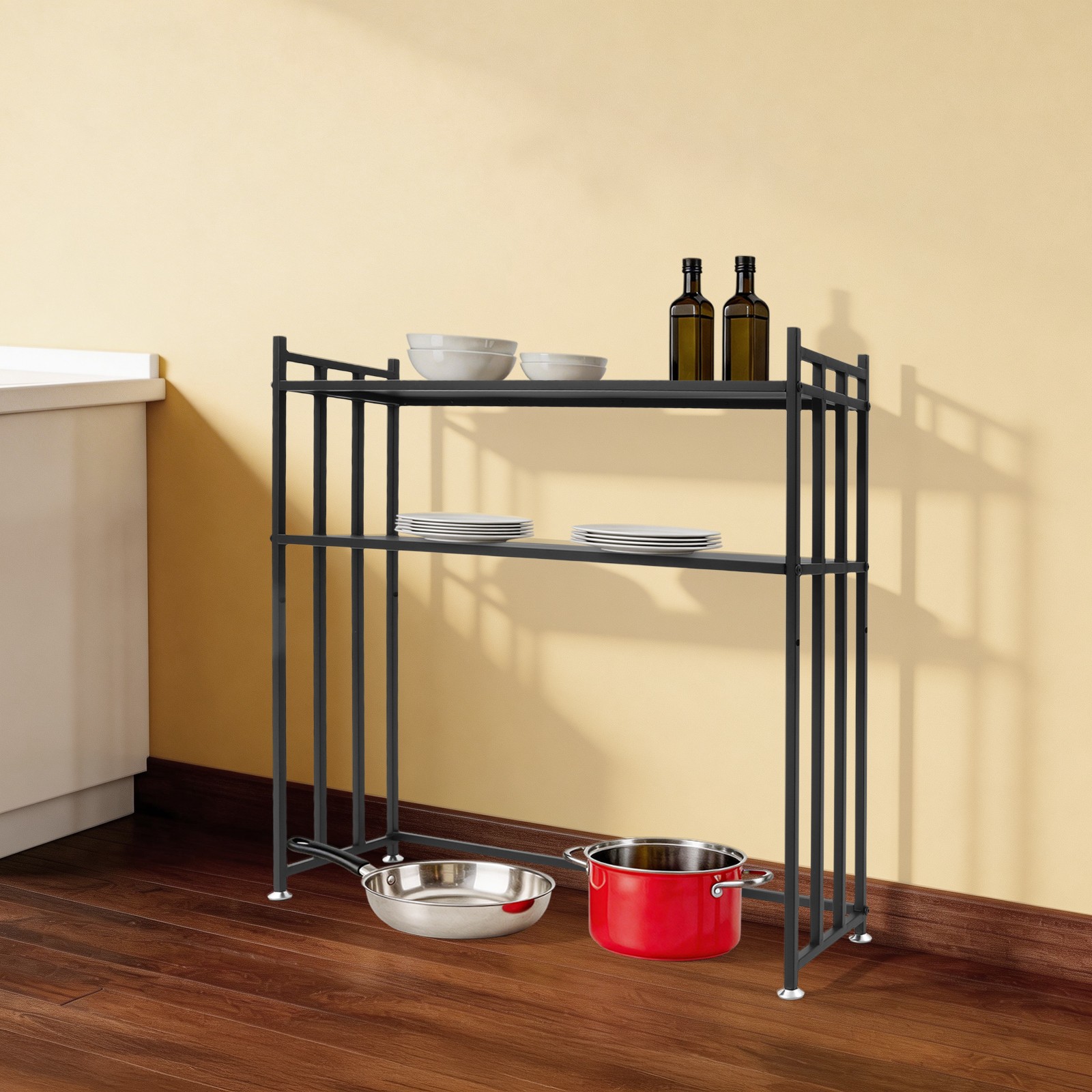 2-Tier Desk Shelf Desktop Bookshelf Storage Organizer Office Metal Rack 110lbs