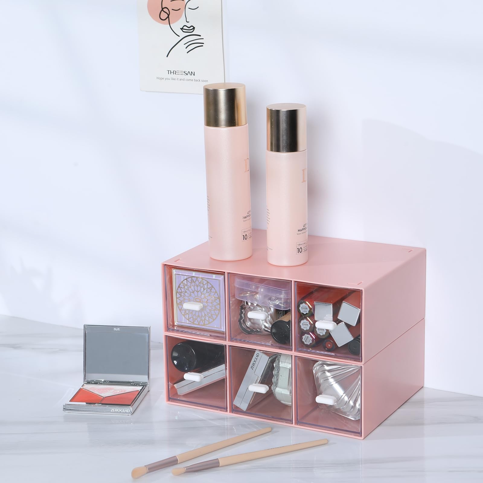 Osteed Desktop Drawers Desk Organizer 6 Drawers Stackable Plastic Storage For
