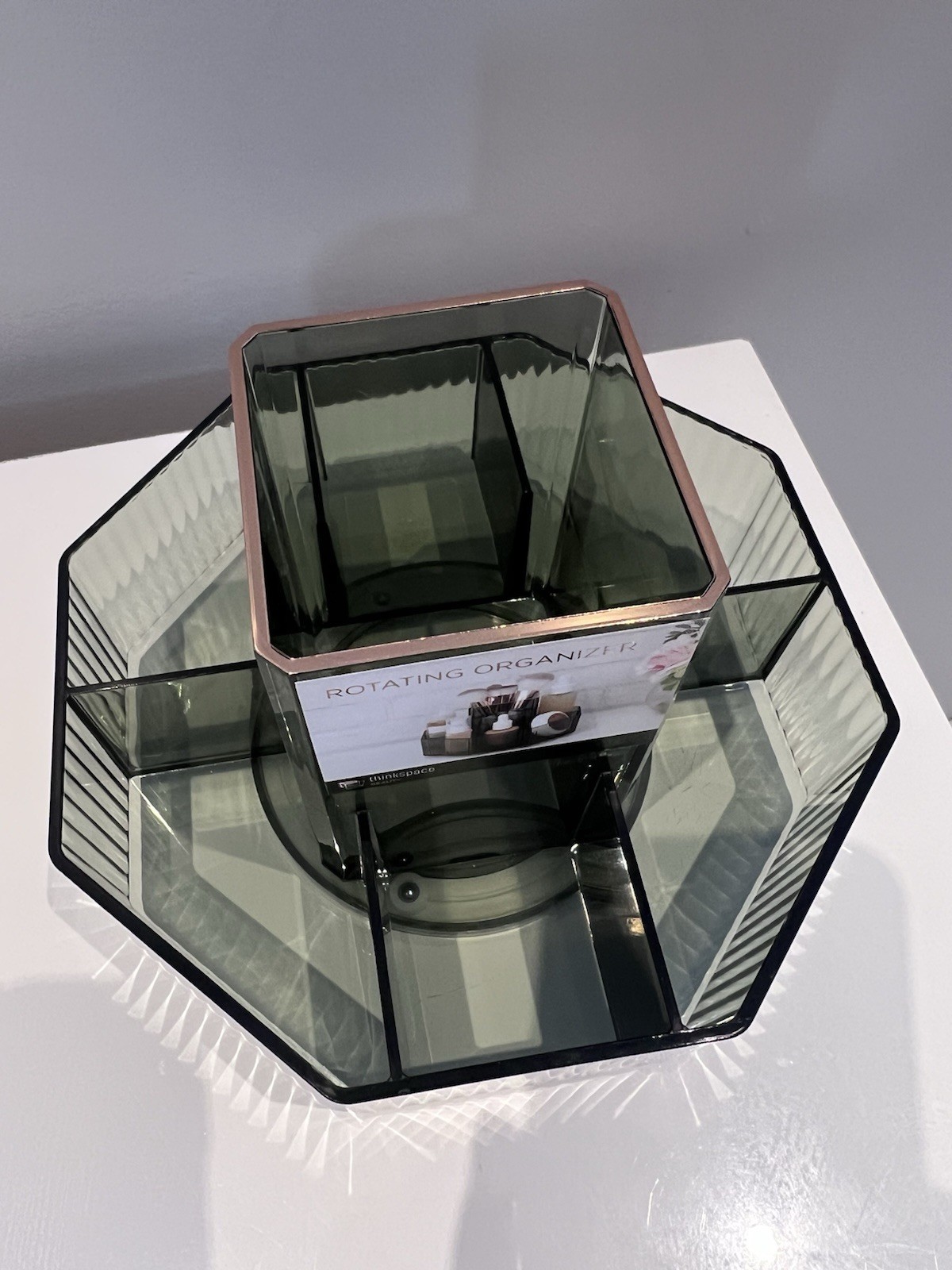 Thinkspace Rotating Green Octagonal Plastic Desktop Organizer