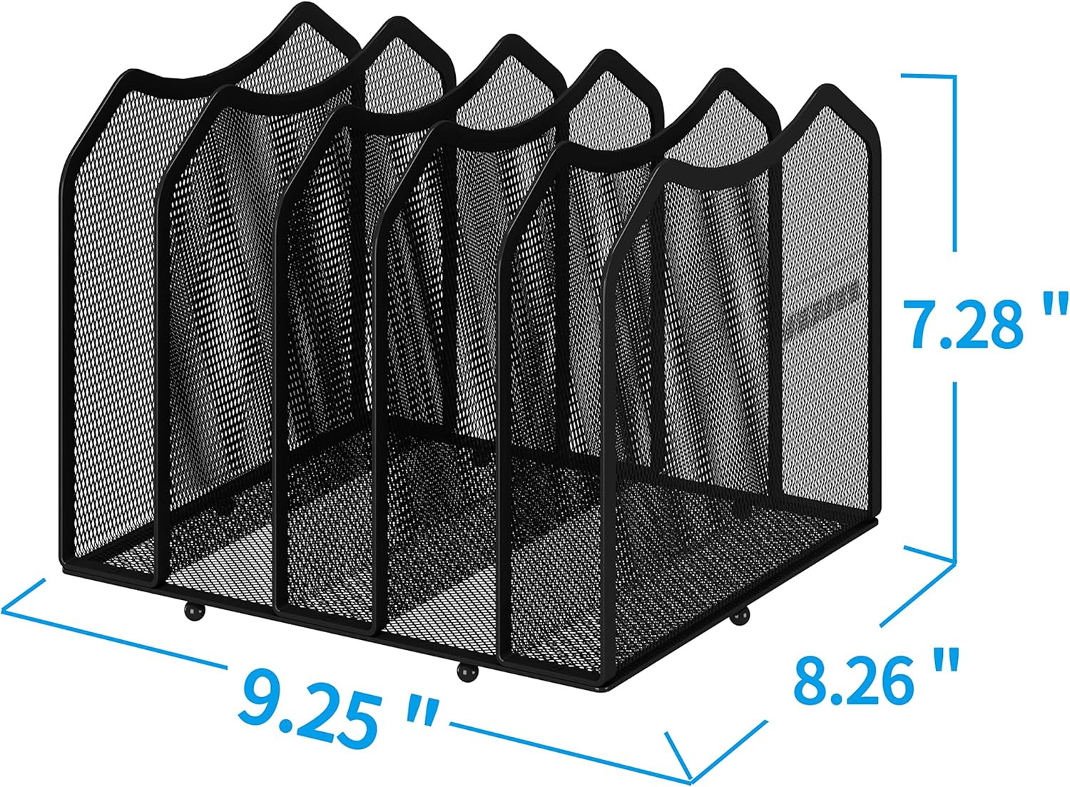 Mesh Desktop File Sorter Organizer, 5-Section Bookshelf for Desk Home Office, Bl