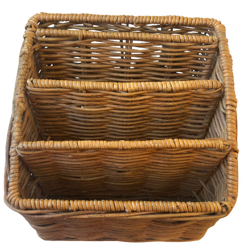 Wicker Office Organizer Mail Holder Basket Vintage Desktop