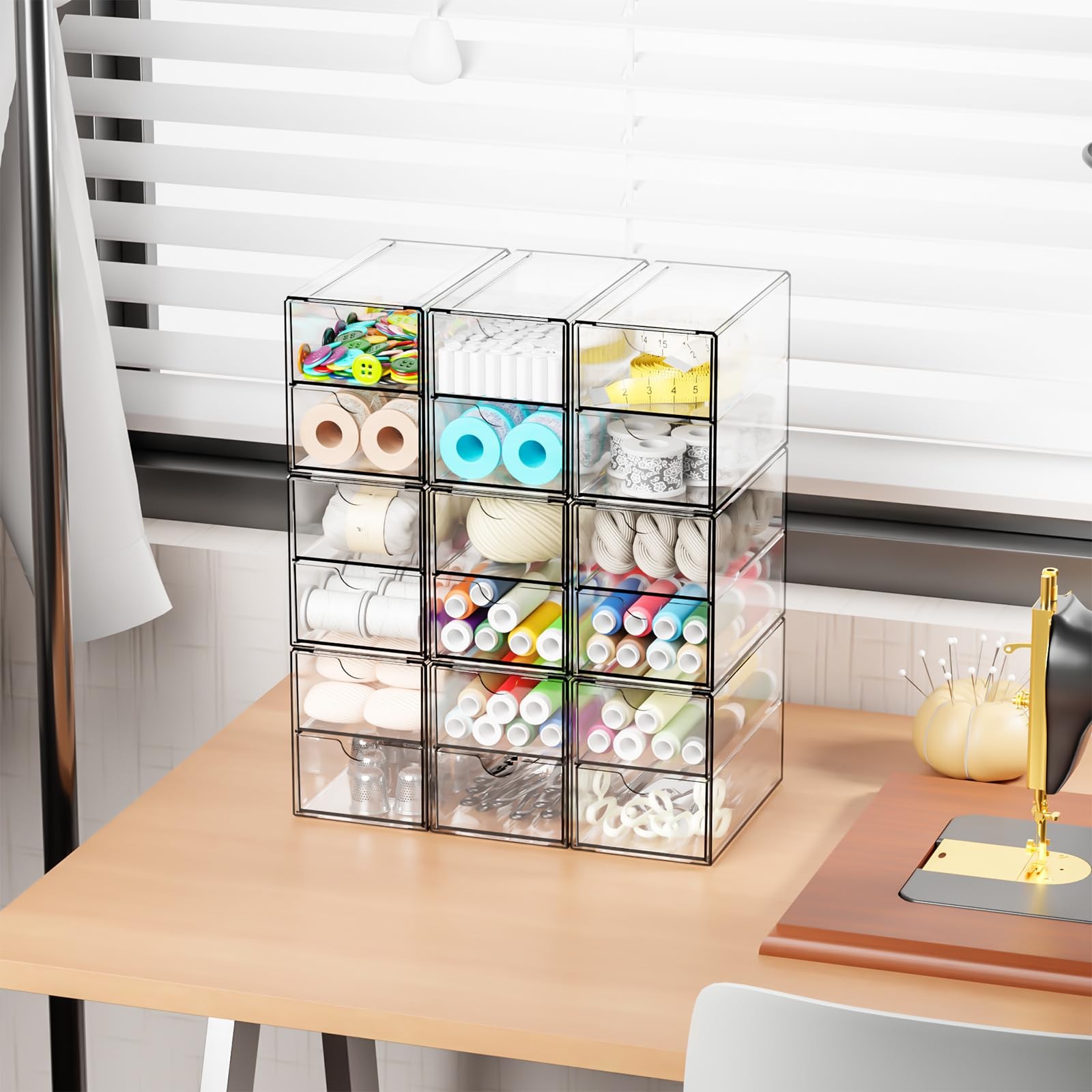 Clear Acrylic Drawer Organizers 9 Pack 18 Small Storage Bins Desk Craft