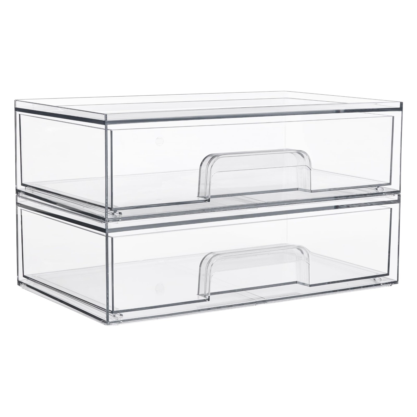 Vtopmart 12.1”W Clear Stackable Storage 7.5″D x 12.1″W x 3.5″H, clear
