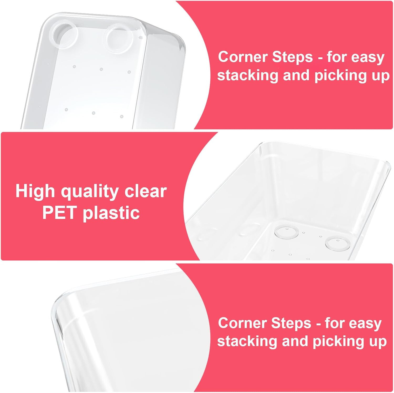 65 Piece Clear Plastic Drawer Organizer Set Space Saving Design, 4 Sizes