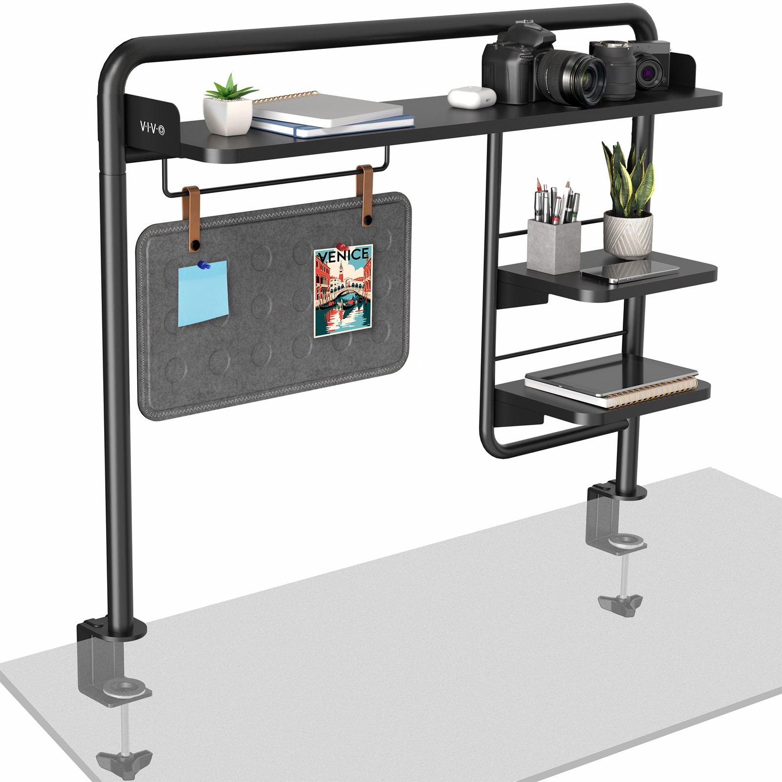 VIVO Clamp-on 38″ Desktop Shelving System with Magnetic Memo Board