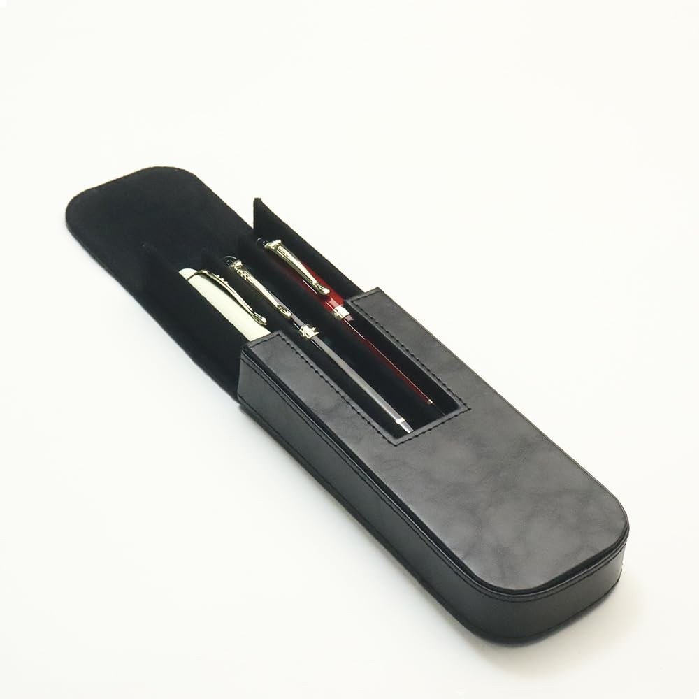 Leather Triple Pen Case Pencil Pouch Holder for Three Fountain Ballpoint Roll…