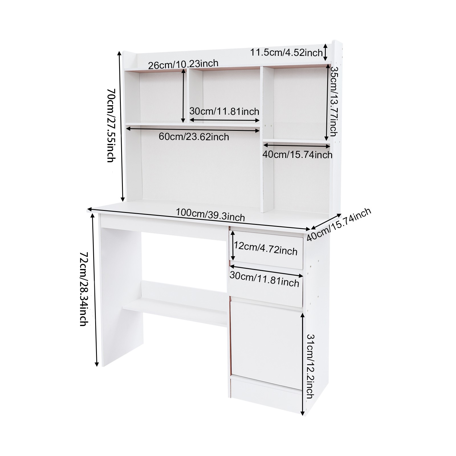 Home Office Desk, Modern Computer Desk, Rectangular Wood Office Desk