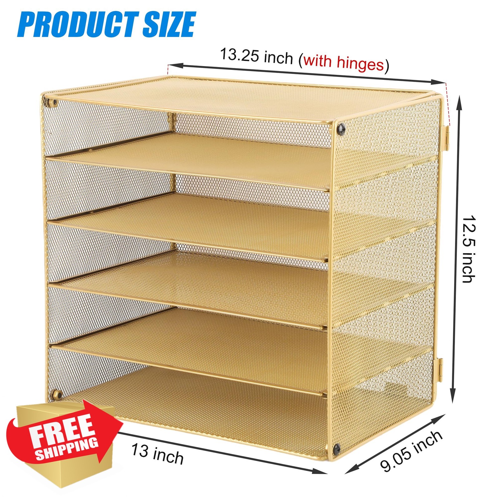 EASEPRES 5 Tier Desk Organizer Tray Gold