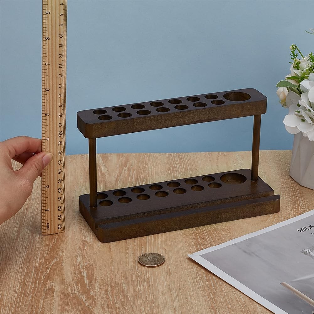 Pencil & Pen Holder for Desk Pine Wood Pen Display Stand with 15 Slots and Ce…