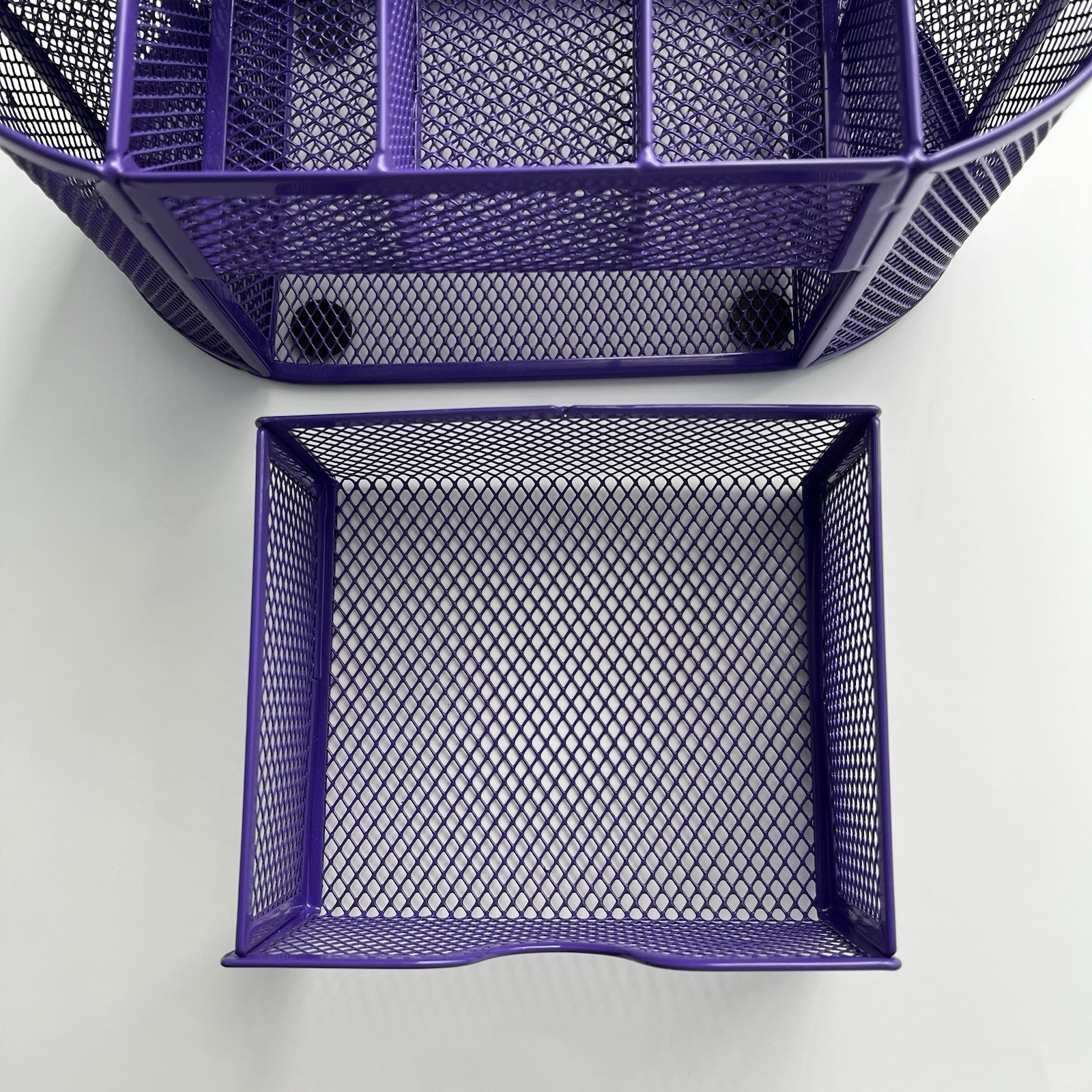 Metal Mesh Purple Pen Holder and Desk Organizer, Office Caddy Storage w/ Drawer