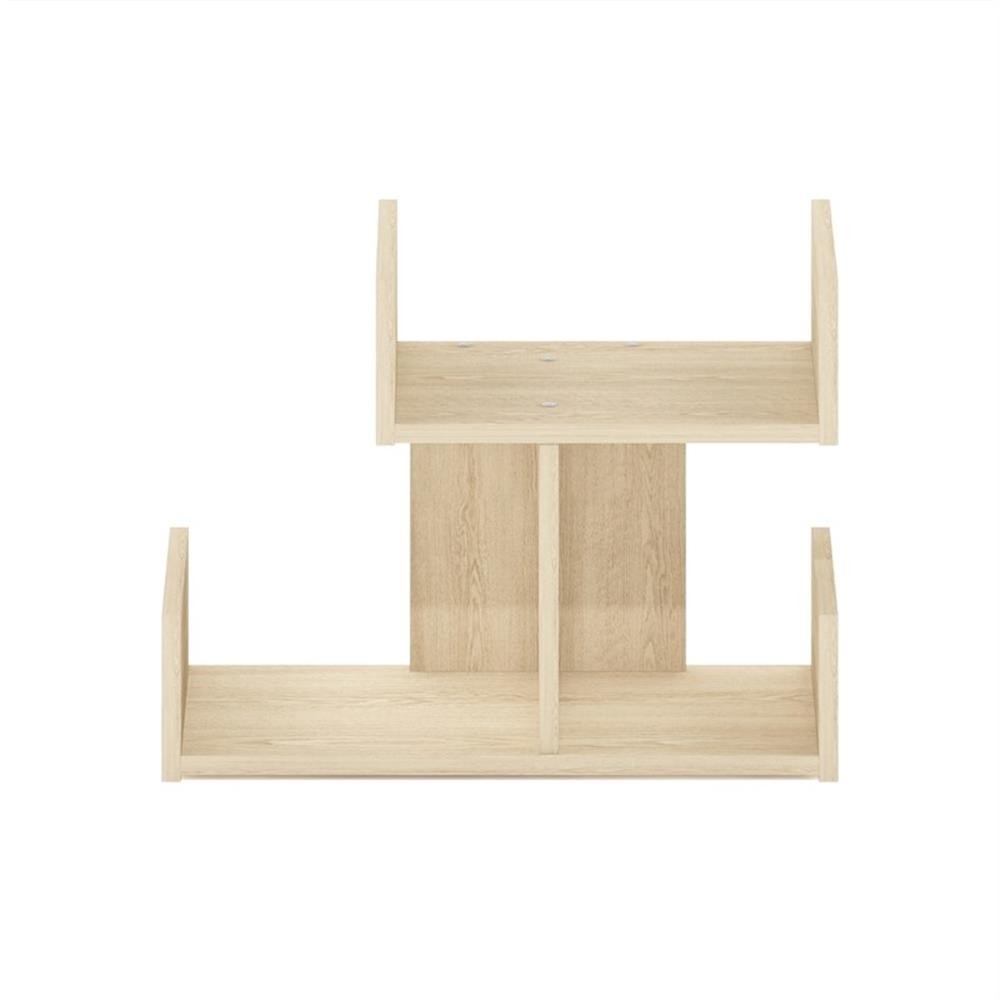 Pemberly Row Wooden Desktop Bookshelf Storage Organizer 3 Shelves in Bauhaus Oak