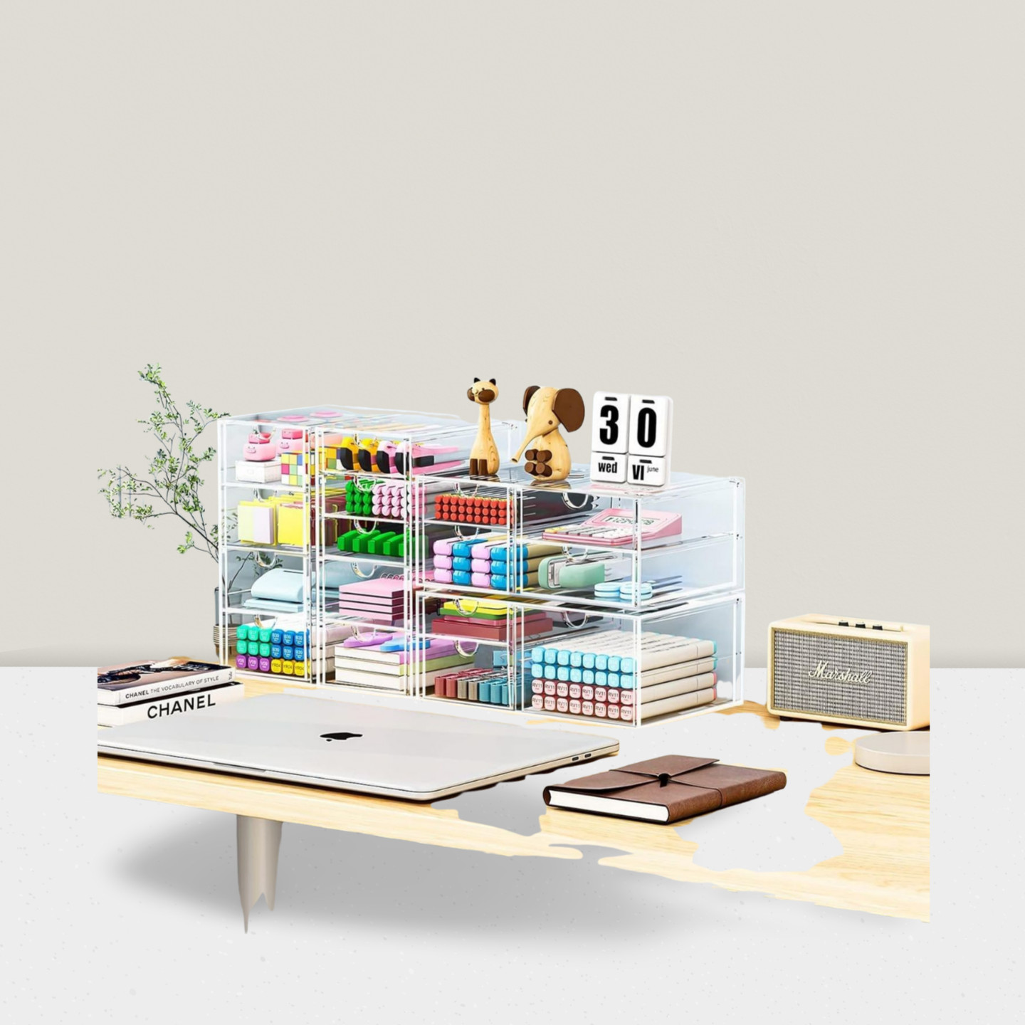 Makeup Organizer 16 Drawers 4 Pcs Desktop Office Desk Accessories Clear Storage