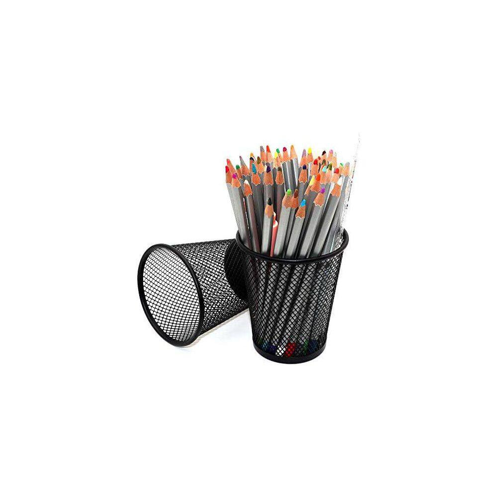 4 Pack Metal Mesh Pen Holders Black round Office Desk Pencil Organizer Cup Wire