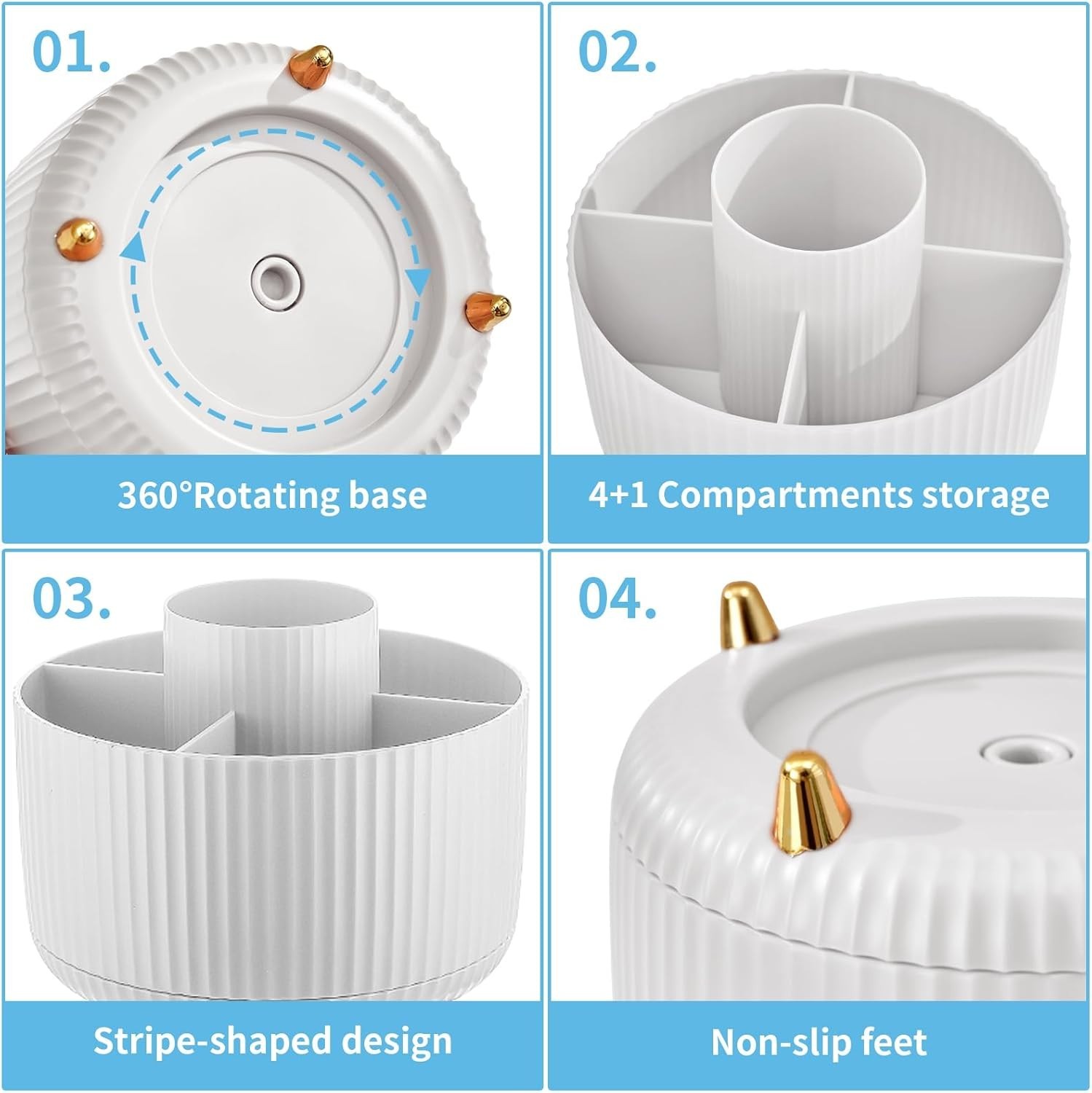 ABS Plastic Rotating Pen Holder – 5 Compartments for Office and Home