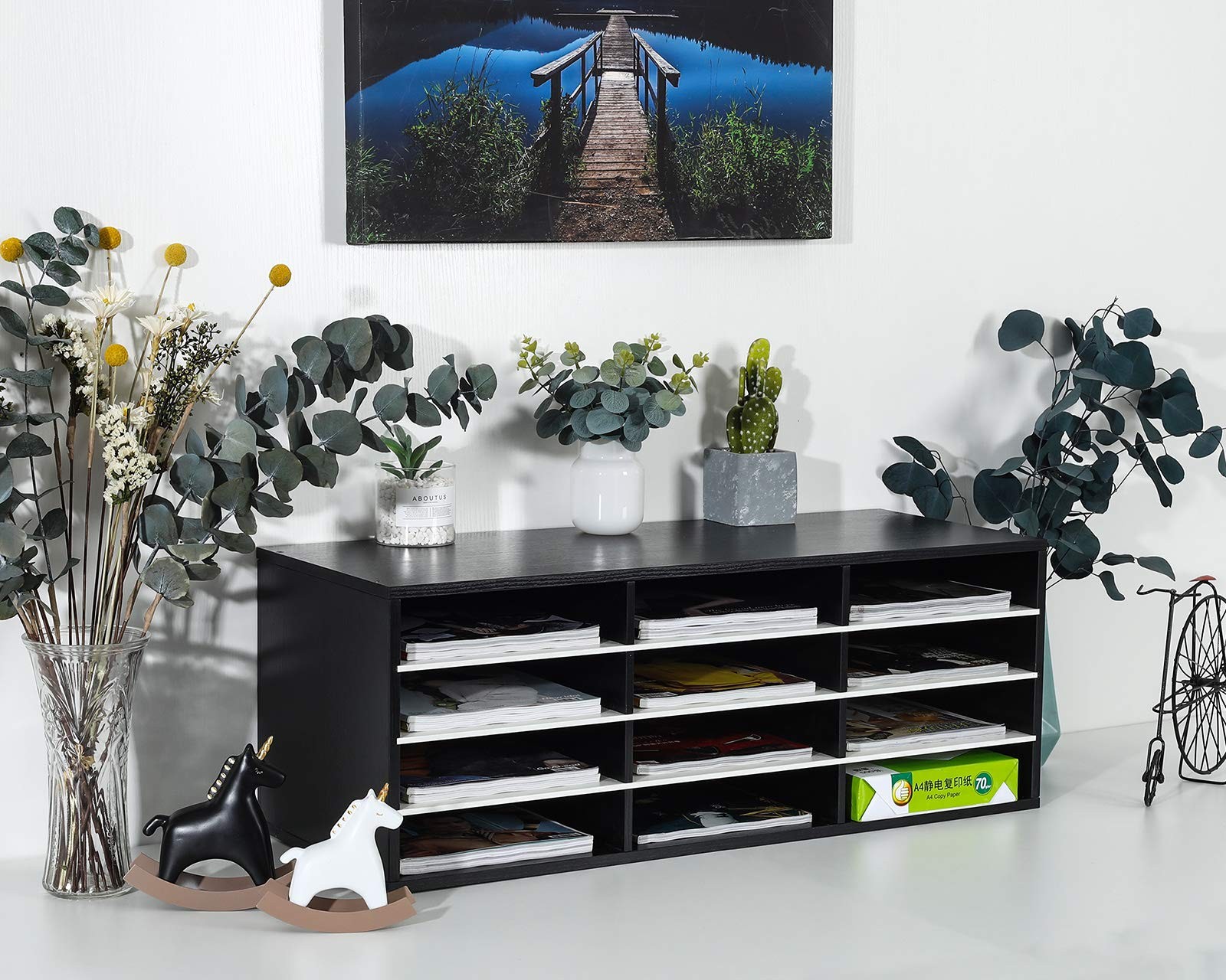 Mail Sorter, Wood Countertop Literature Organizer, Student Mailbox for Classr…