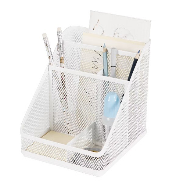 Mesh MediuDesktopOrganizer White:Steel Desk Tool Holder for Office Organization