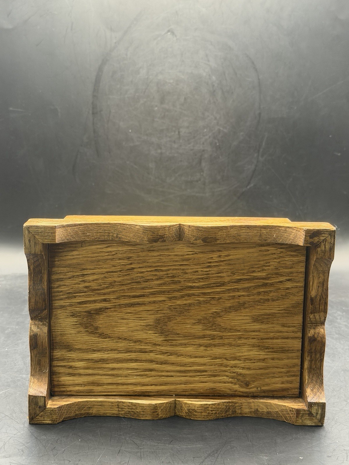 VTG MCM Rare Wooden Desk Organizer Tiffany-Style Stained Glass Flower Design