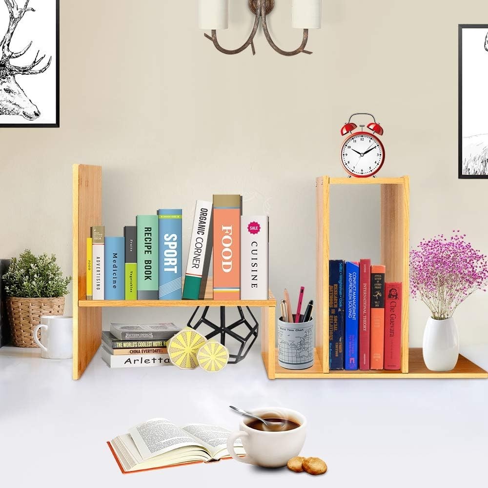 Adjustable Desktop Bookshelf, Desk Organizer Display Shelf Counter Top Bookca…