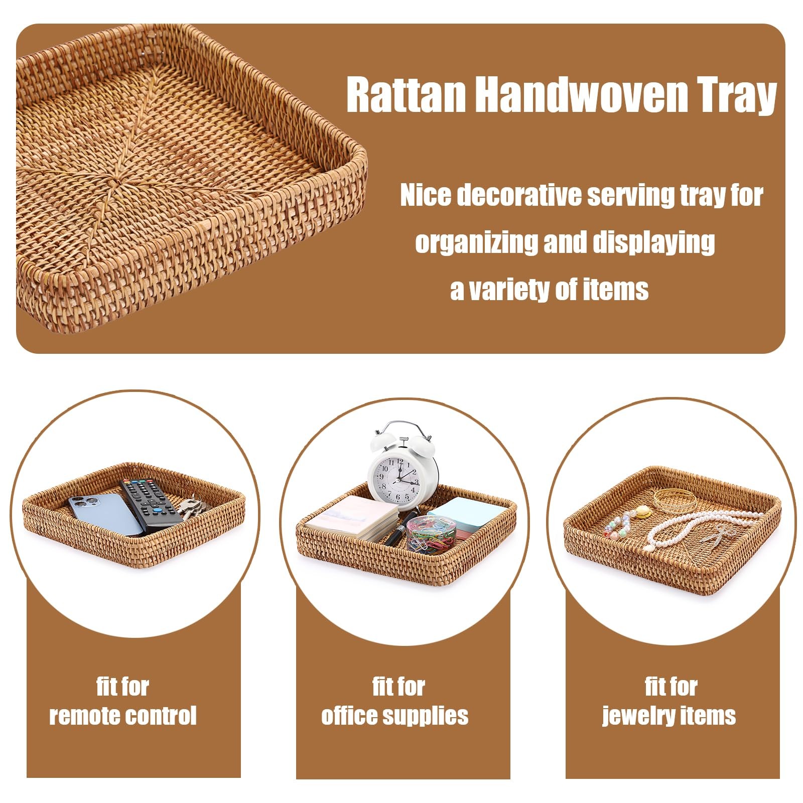 Small Remote Basket for Coffee Table Entryway Living Room Rattan Serving Tray…