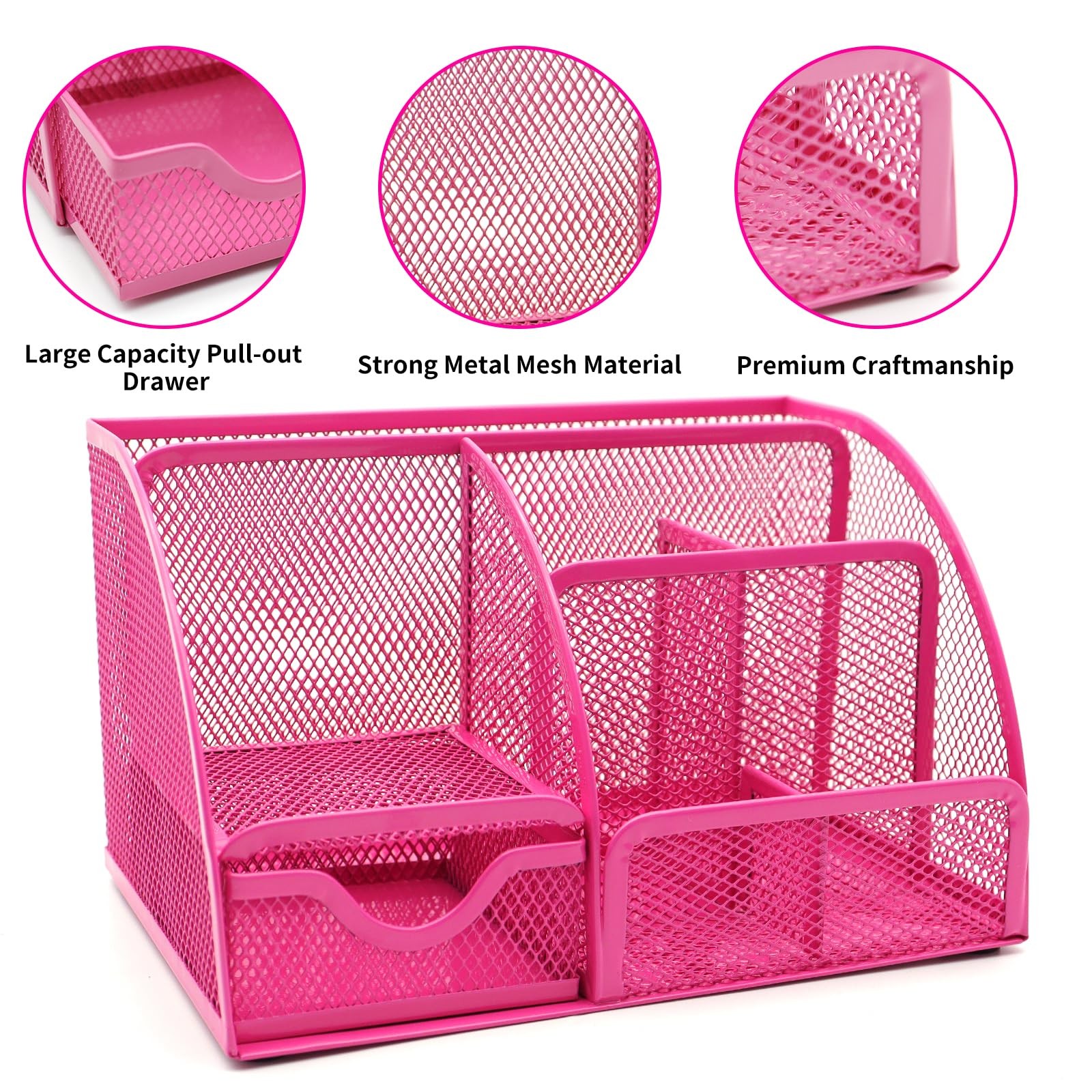 12 in 1 Hot Pink Desk Organizers and Accessories Set, Gifts for Coworkers Wom…