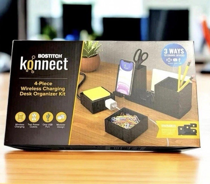 Bostitch Konnect 4-Piece Wireless Charging Desk Organizer Kit