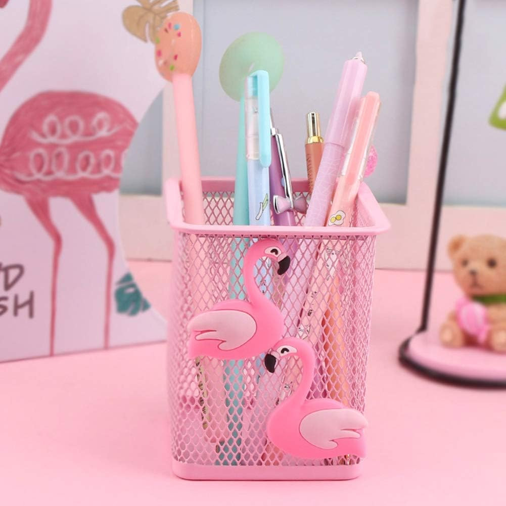 2 Pack Metal Cute Pen Pencil Holder Office Home Desk Square Pencil Cup Caddy Box
