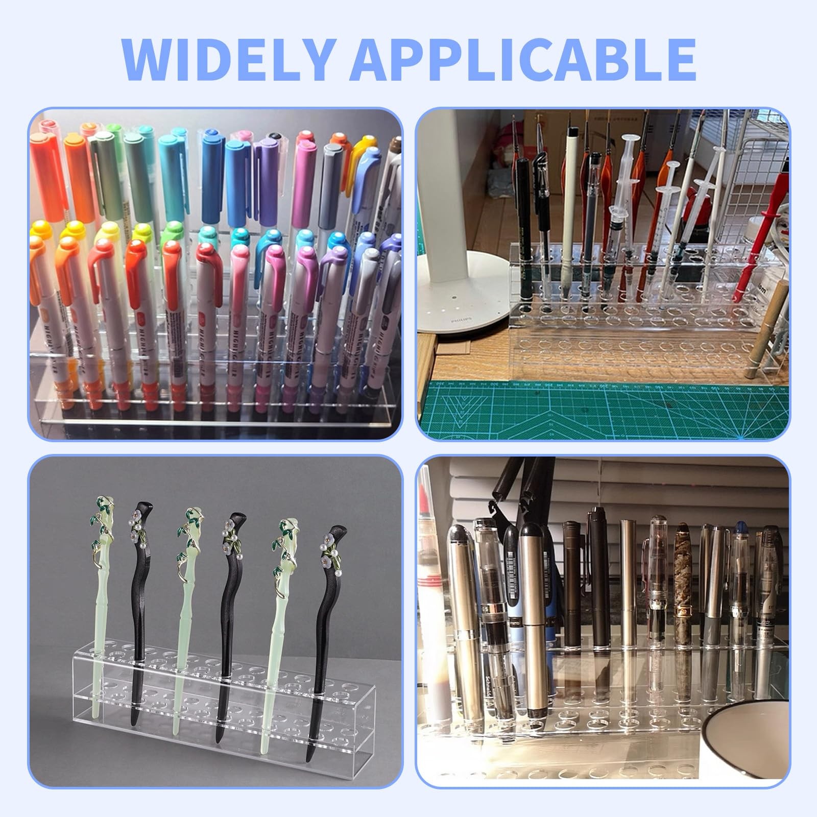 2 PCS Pen Display Stand Clear Pen Display 24-Slots Acrylic Penci Transparent