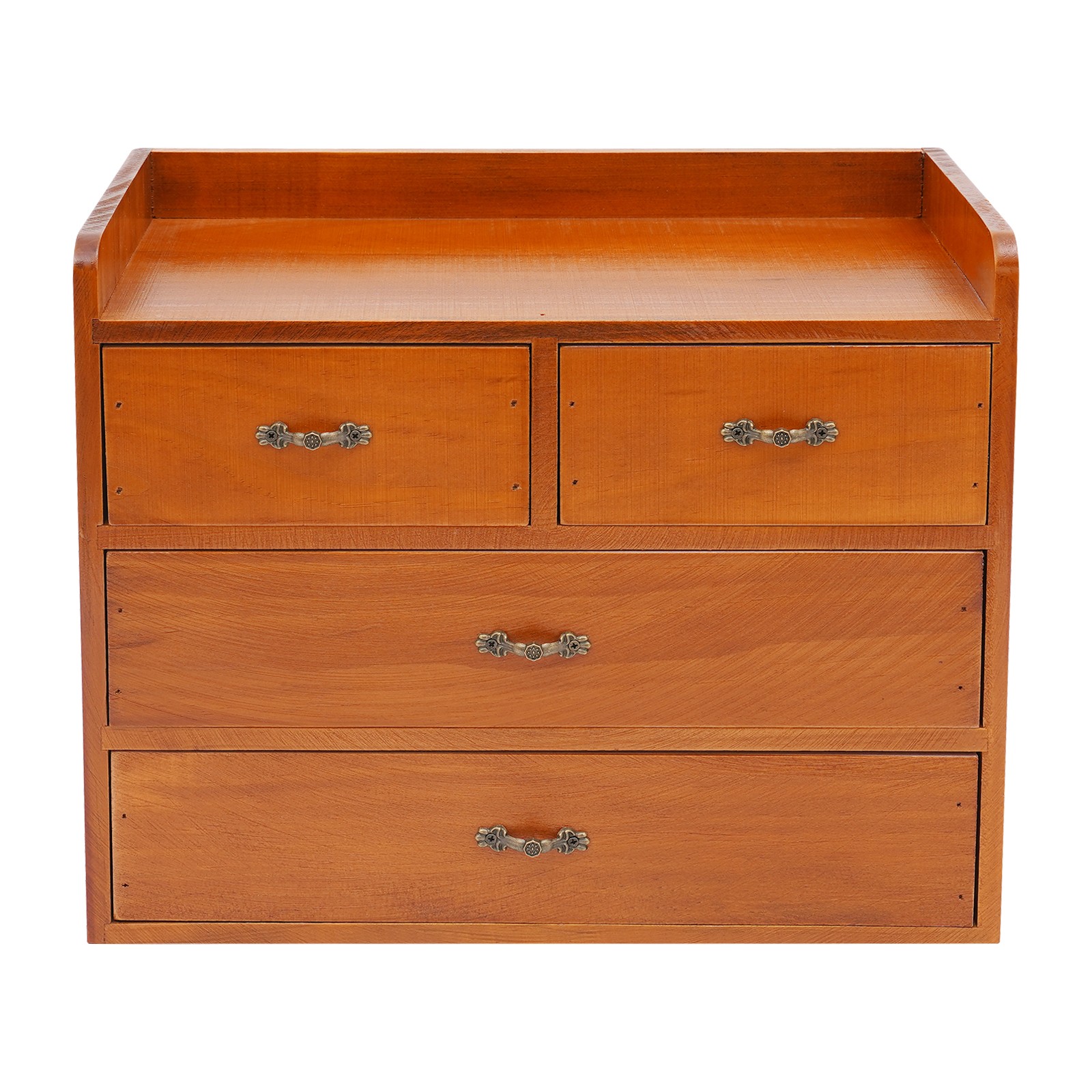 Desk Organizer with Drawers Wooden Desktop Storage Cabinet Storage Box, 4 Drawer