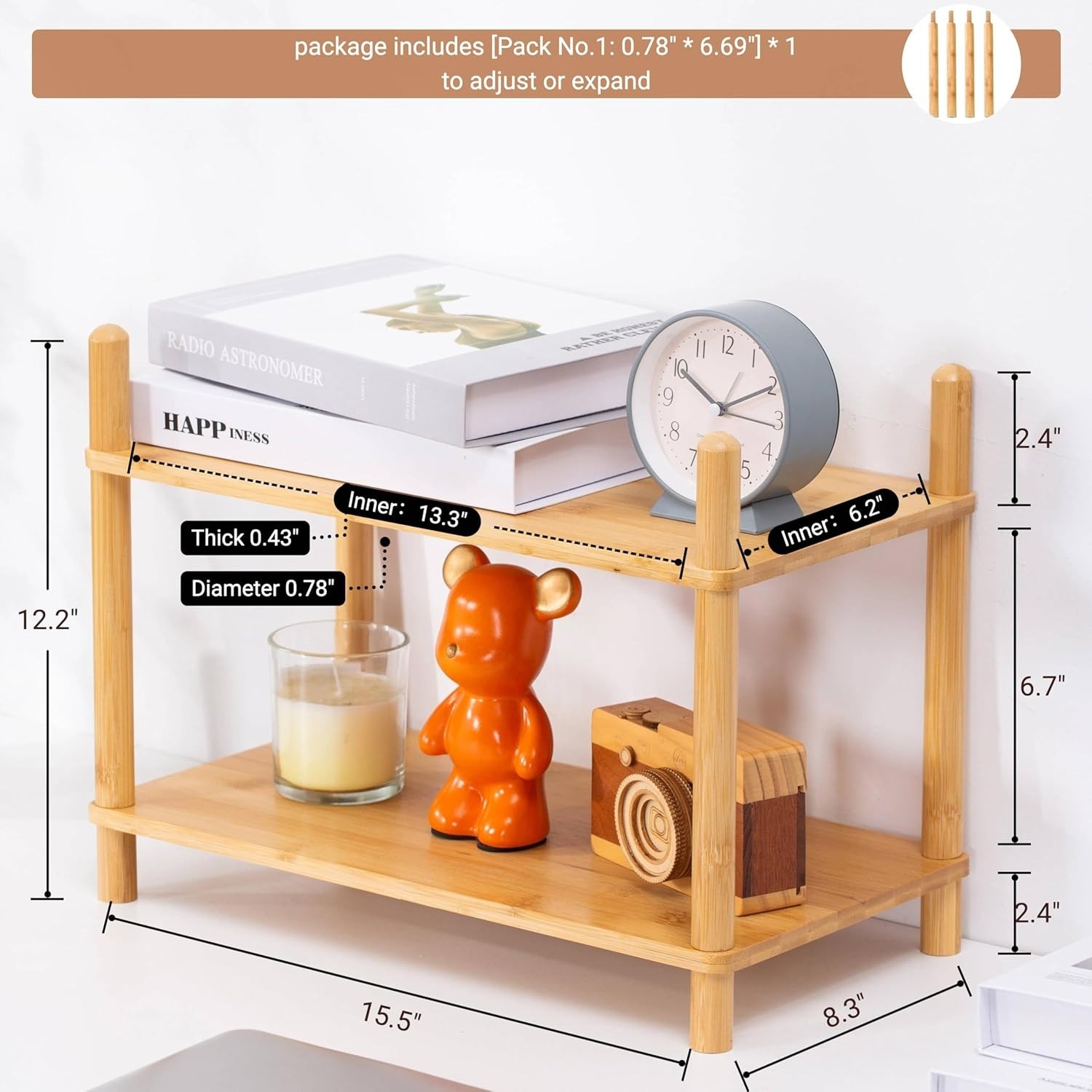 Transformable Expandable Bamboo Shelf Organizer – Perfect for Home and Office