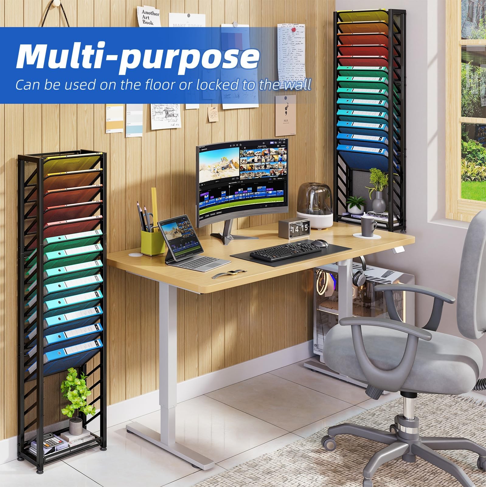 Simple Trending Wall File Organizer, 14.12”L x 5.27”W x 40.12”H, Black