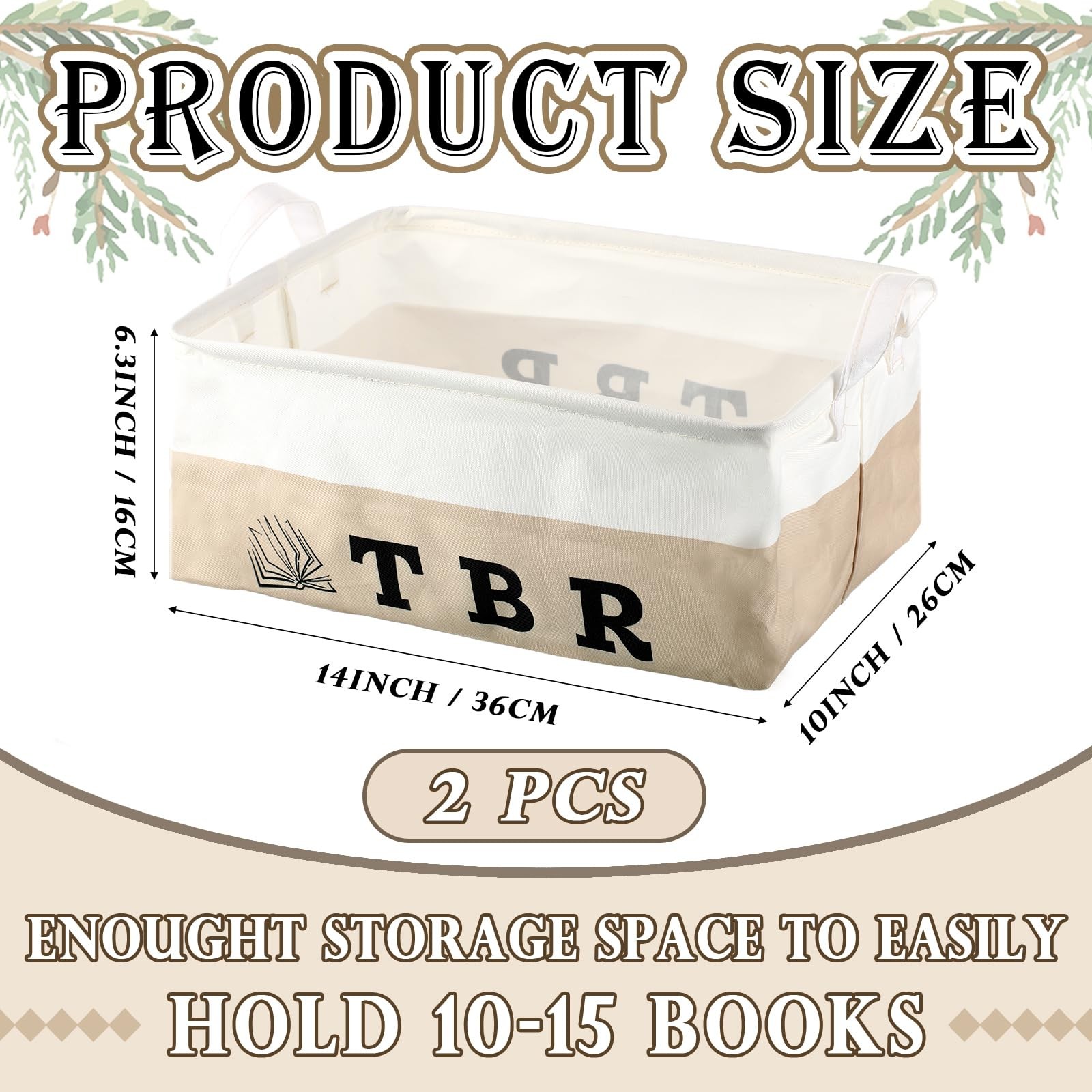 2 PCS Book Lover Gifts TBR Storage Basket Bookish Accessories Student Gift