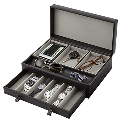 Stock Your Home Mens Valet Black & Grey