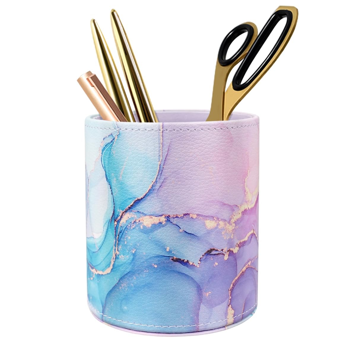 Large Capacity Colored Pen Holder for Desk, Leather Pencil Holder Pen Cup Mar…