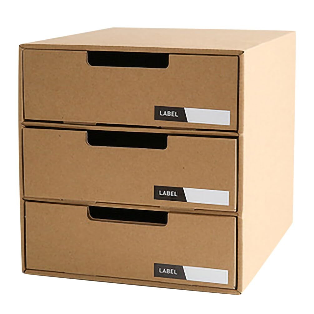 Operitacx Desktop Drawer Storage Box 12.20X10.03X9.64 Inch, Beige