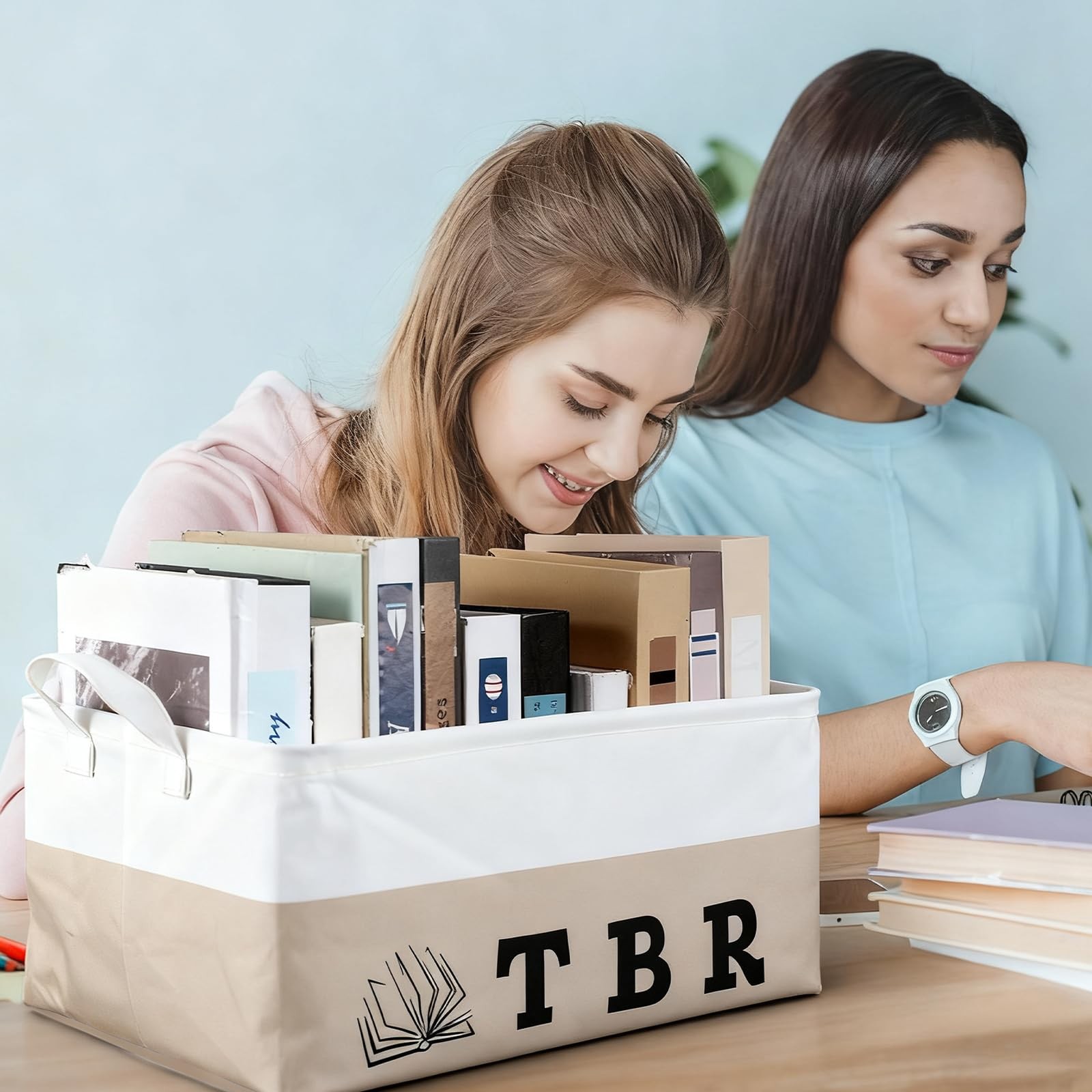 2 PCS Book Lover Gifts TBR Storage Basket Bookish Accessories Student Gift