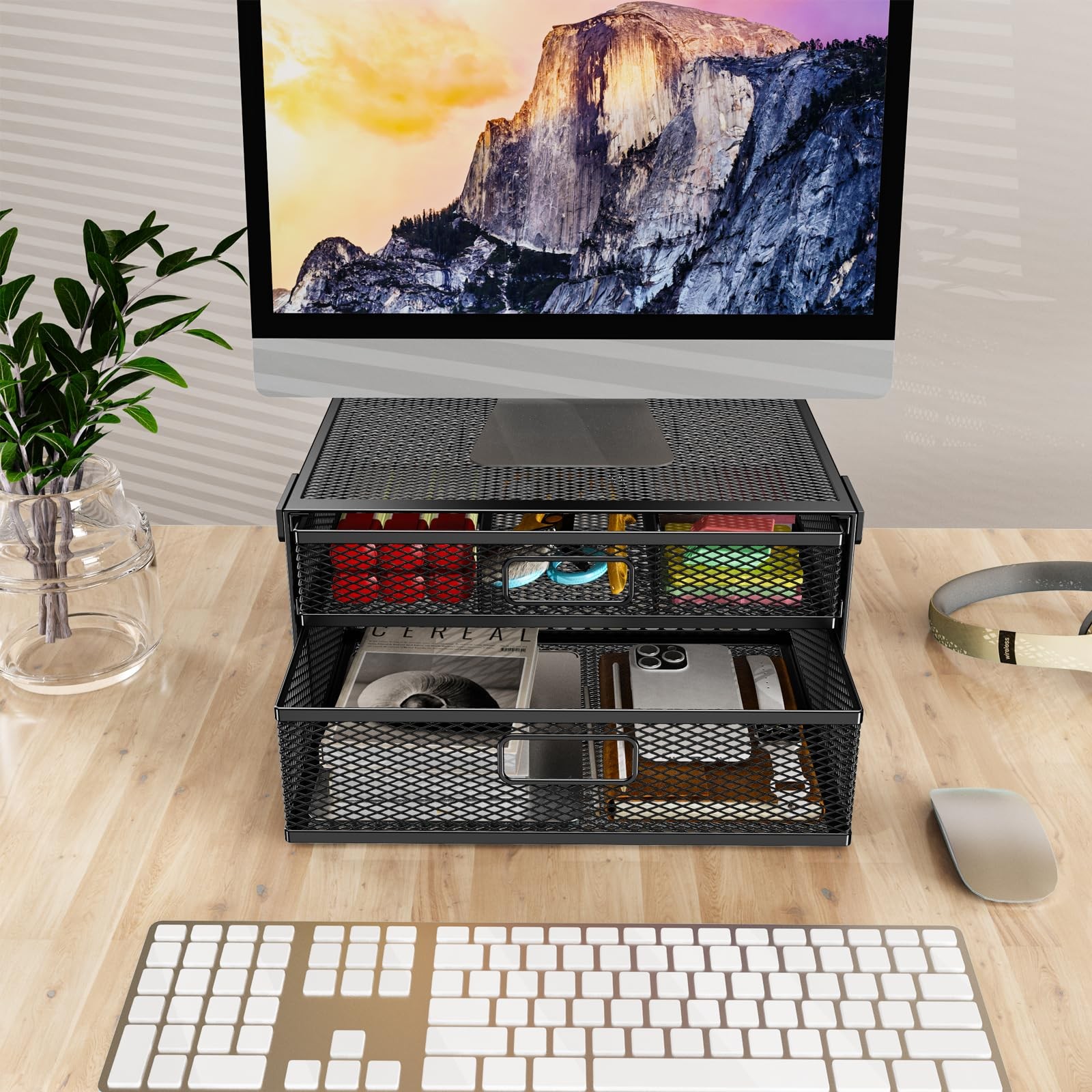 Cankm Under Desk Drawer Organizer No Drilling 2 Slide Out Black