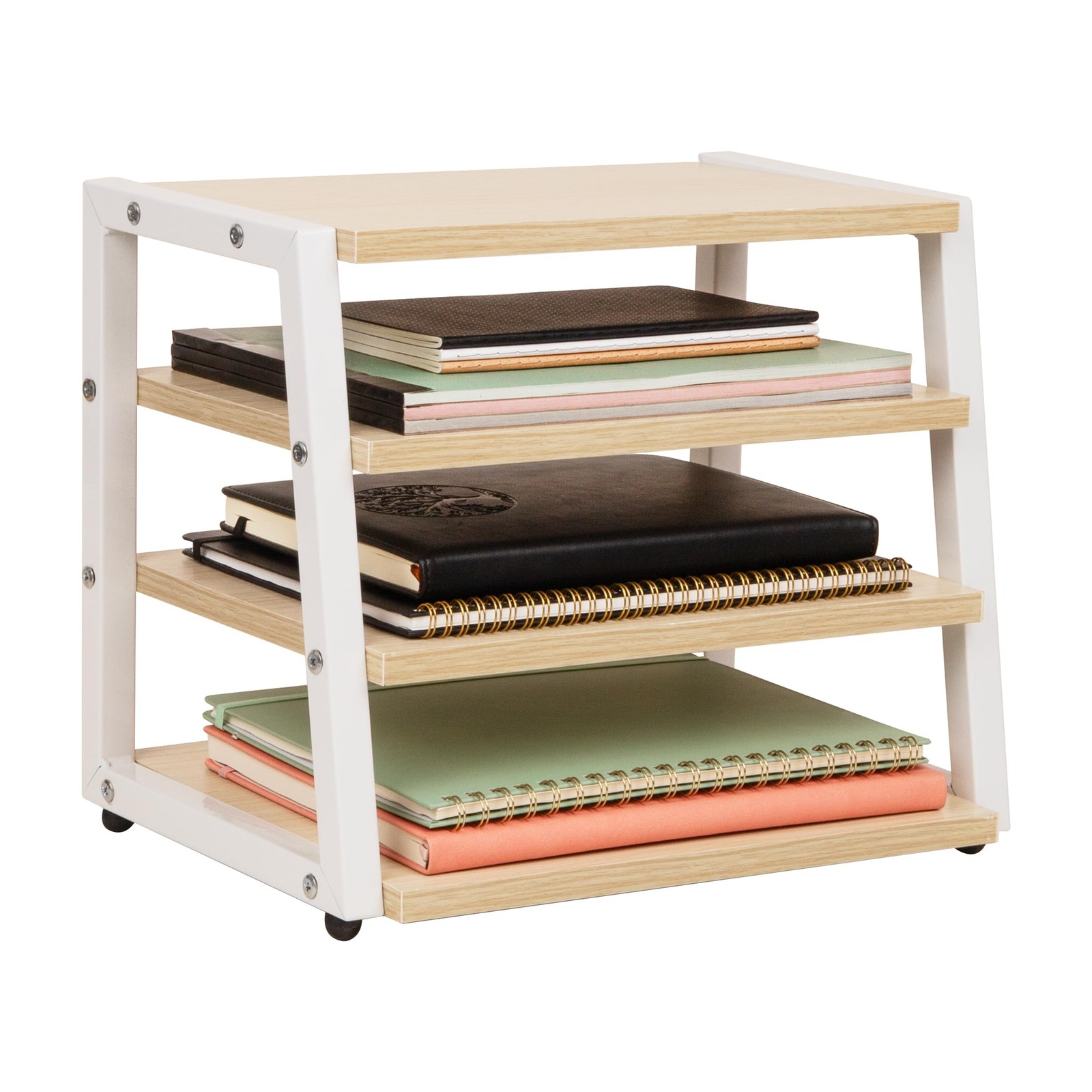 4-Tier Desk Organizer, File Storage, Documents, Office, Metal, MDF, 14.5″ L x…