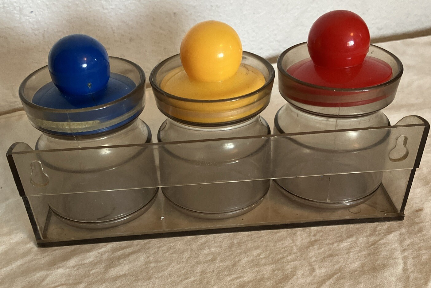 Vintage Primary Colors Office Organizer Stationary Jar Set Rack Desk/Wall Mount